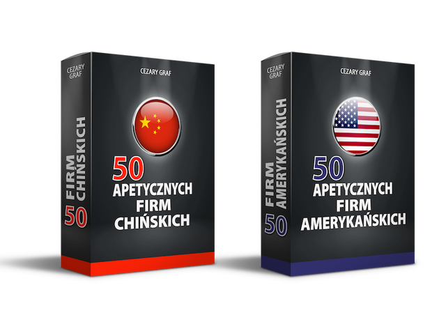 Pakiet USA + CHINY Cezary Graf
Pakiet zawiera 2 przeglądy: 
- 50 apetycznych firm chińskich 
- 50 apetycznych firm amerykańskich 